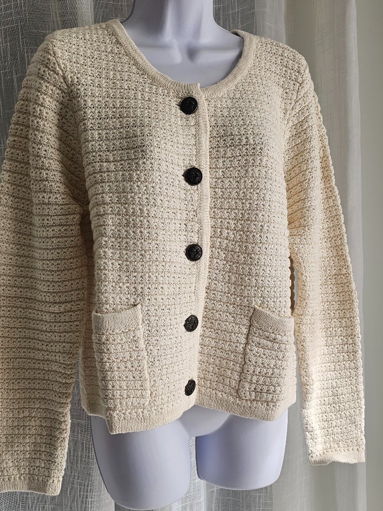 Lucky Brand Tweed Sweater Cardigan Cream Size L Nwt  119